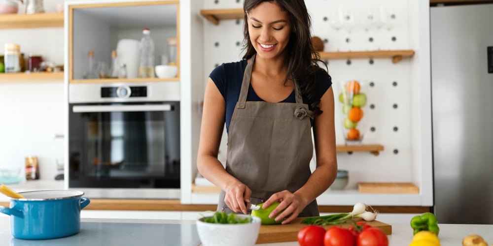Woman cooking at home